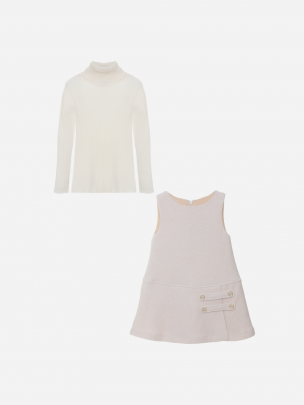 Beige top and dress set