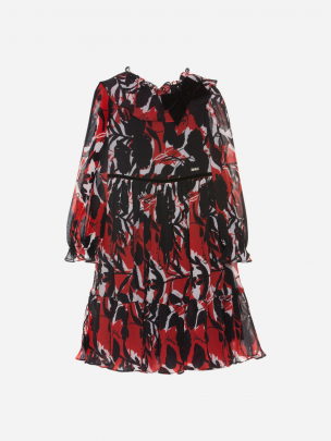 Red twist chiffon dress