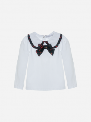White and tartan blouse