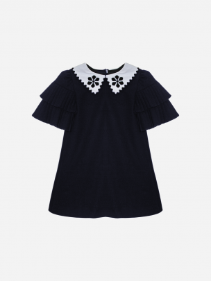 Navy Blue floral embroidered dress