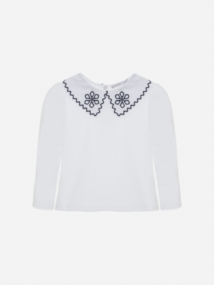 White floral embroidered blouse