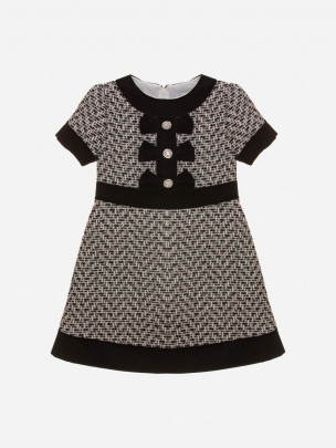 Black and ivory tweed dress
