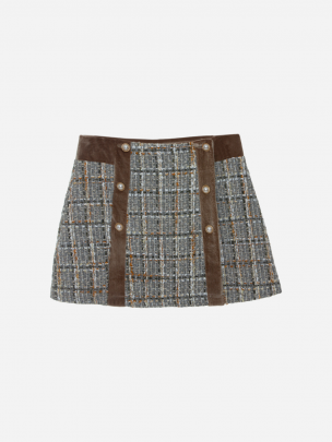 Grey and ochre tweed skirt