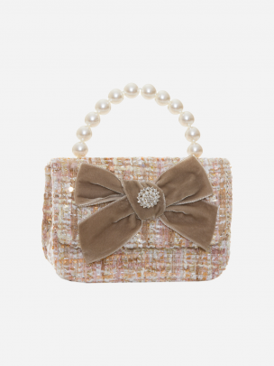 Beige tweed handbag