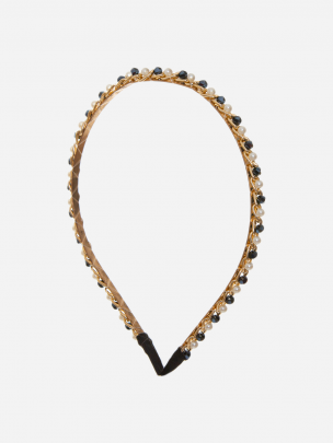 Black and ivory stone headband