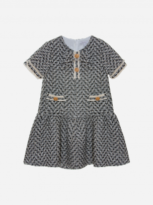 Black and ivory tweed dress
