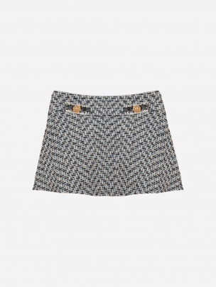Ivory and black tweed skirt