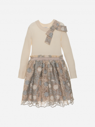 Ivory and silver embroidered dress