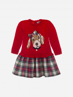 Girls dress in knit and tartan vayella