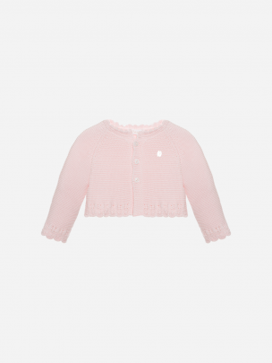Pink cardigan made in knit