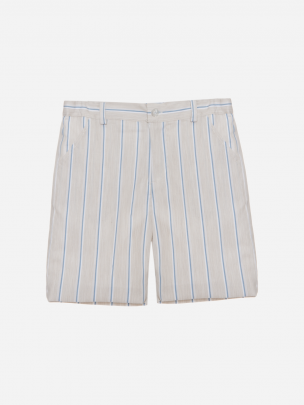 Beige blue stripes shorts