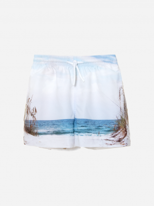 Calção de banho com estampado de praia