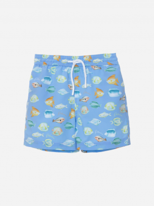 Calção de banho com estampado de peixes